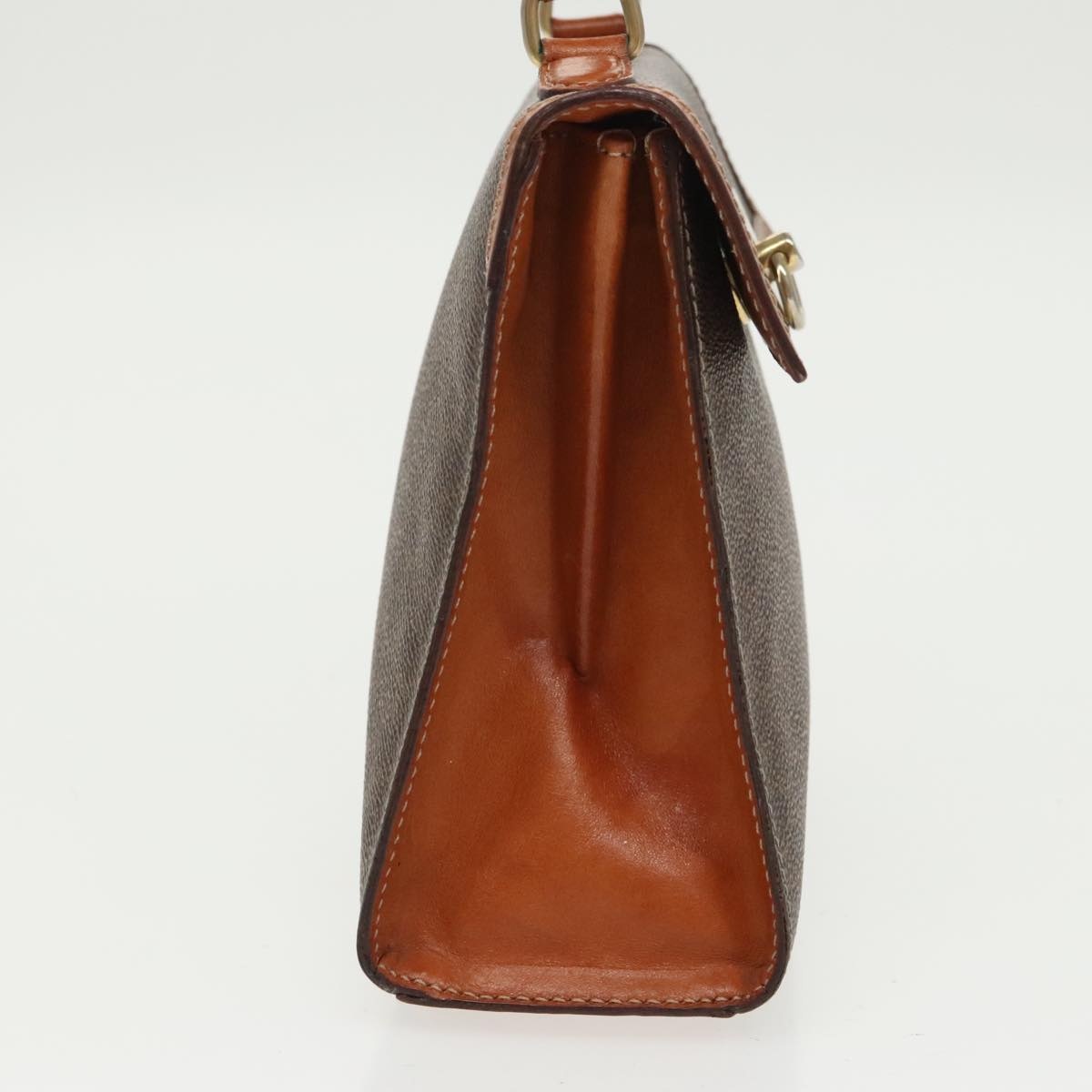 CELINE Macadam Canvas Hand Bag Pvc Leather Brown Gold - 4