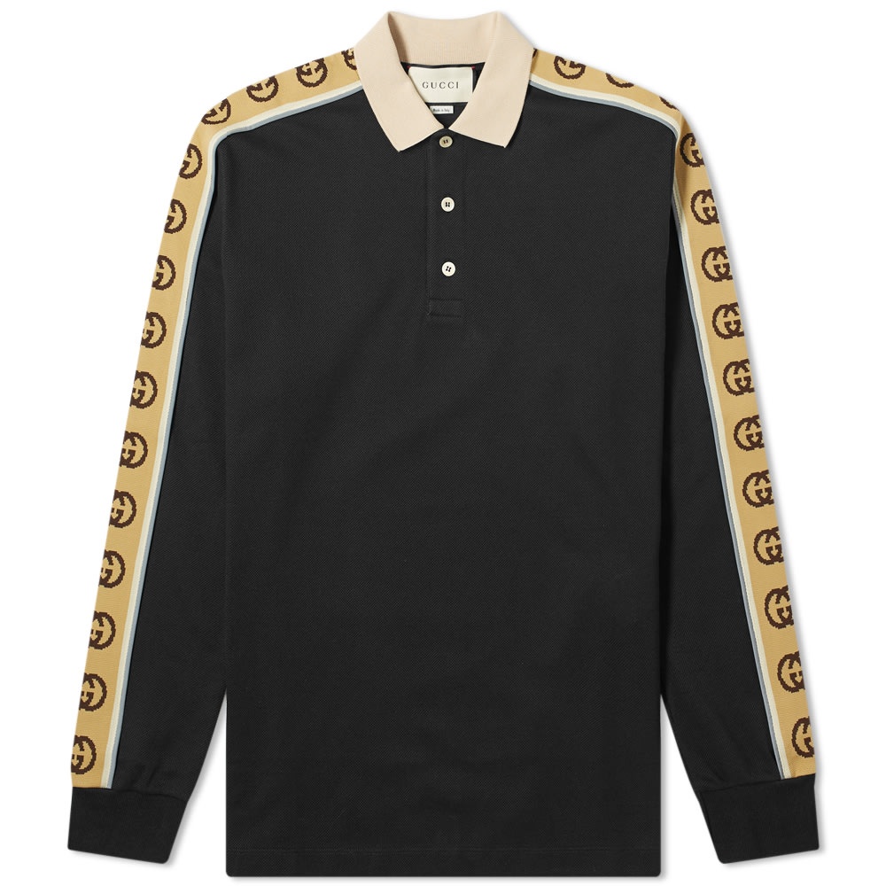 Gucci Long Sleeve Taped Logo Polo Shirt - 1