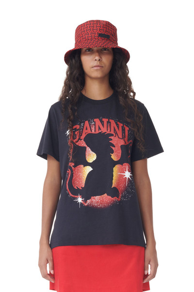 GANNI RED PRINTED TECH BUCKET HAT outlook