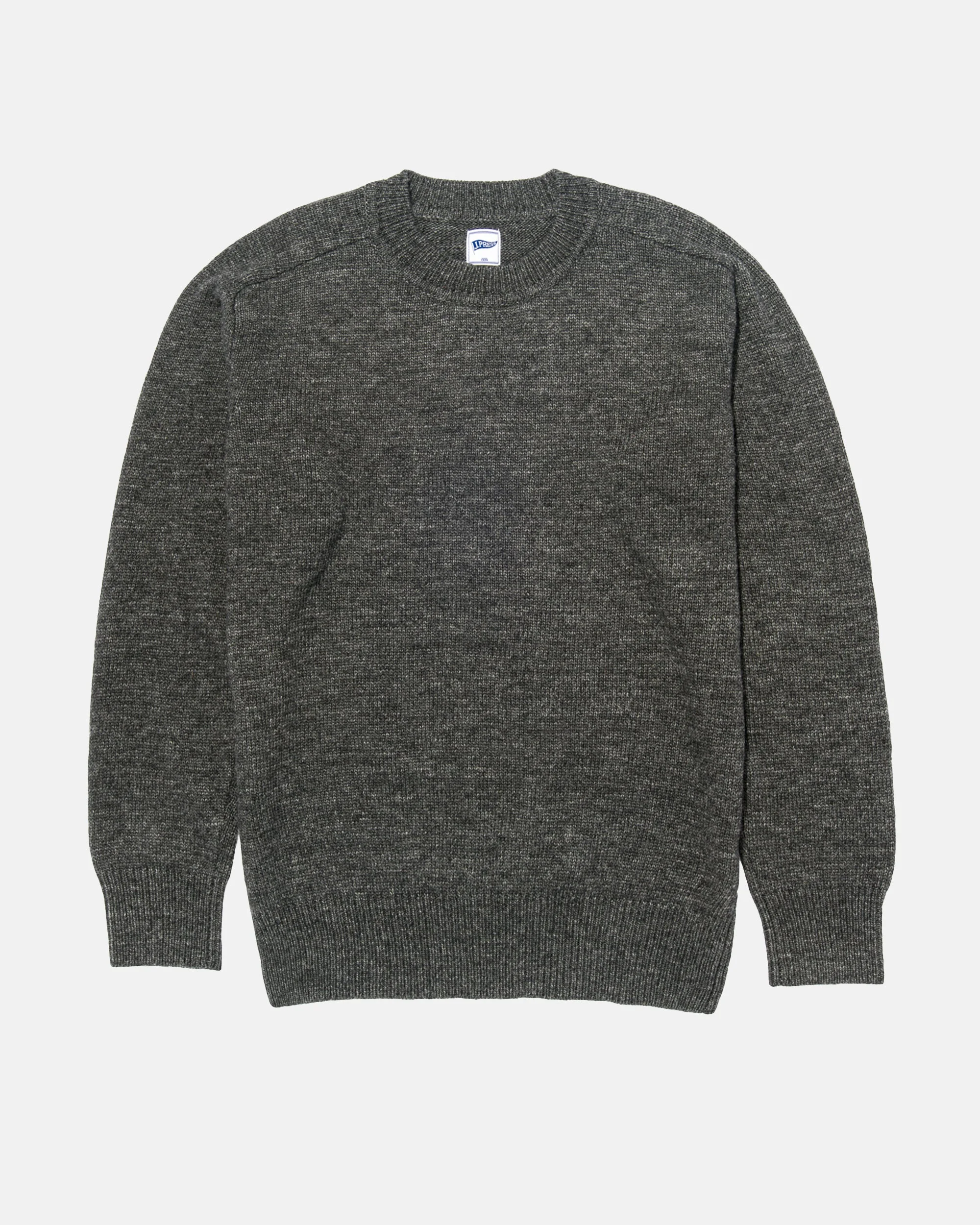 GREY WOOL CREWNECK SWEATER - TRIM FIT - 1