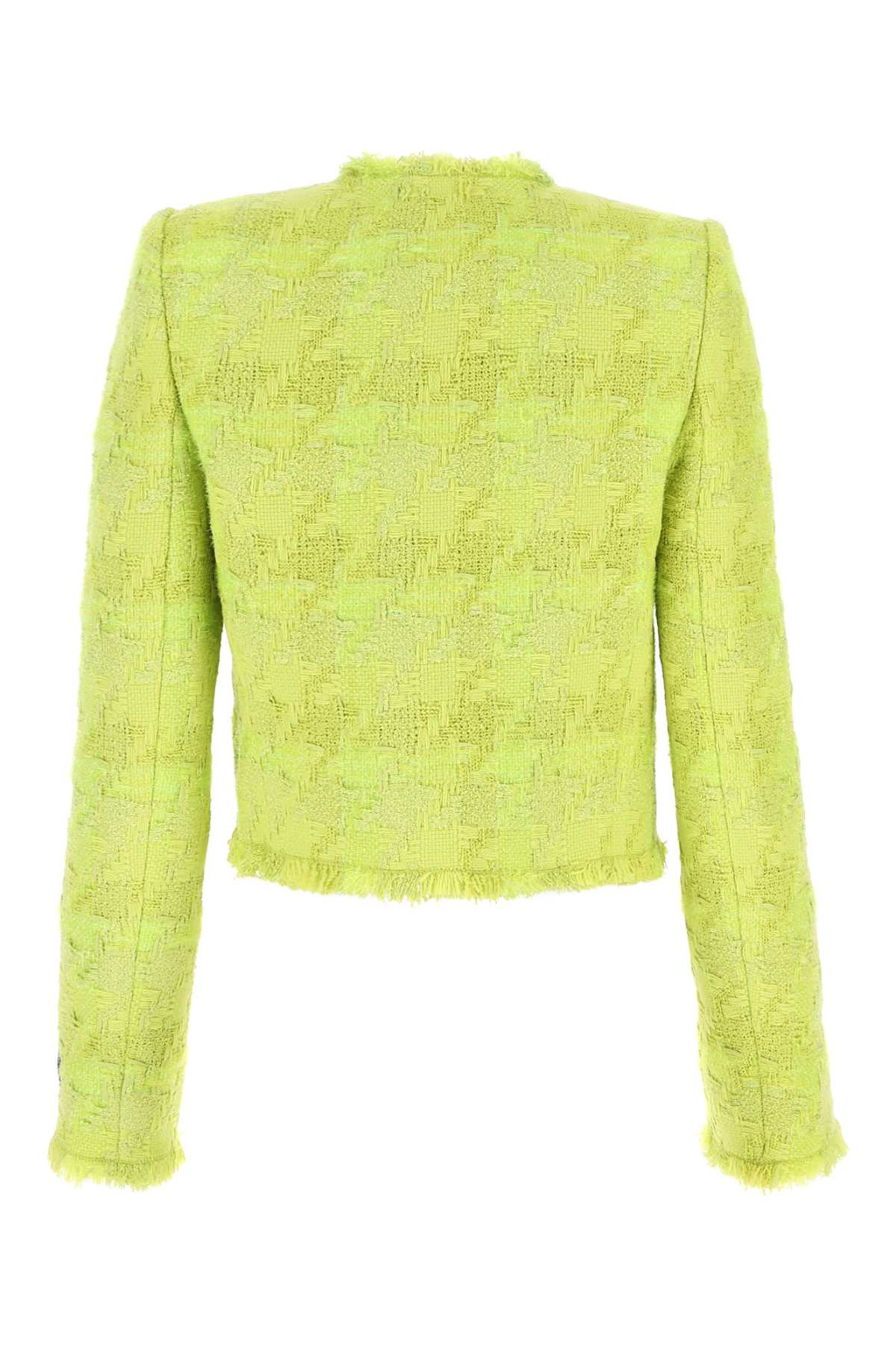 Versace Women Acid Green Boucle Blazer - 2