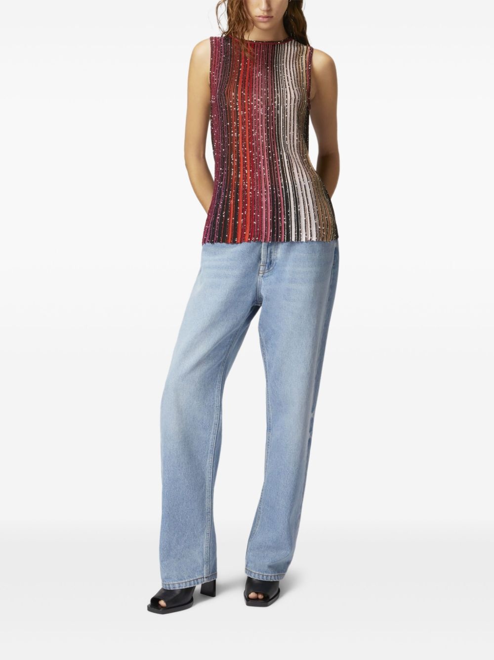 sequin-embellished striped vest - 2
