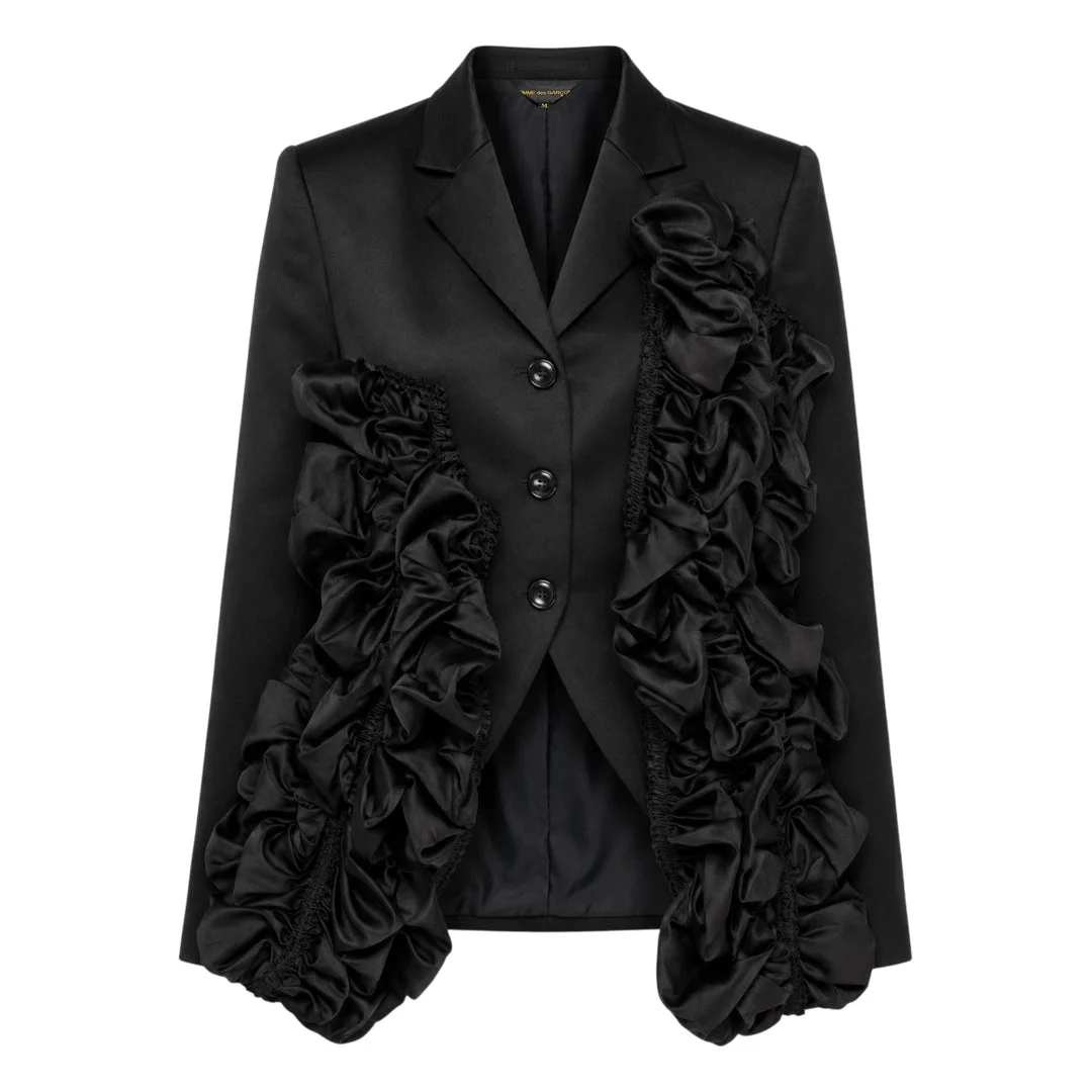 Ruffled Satin Blazer - 1