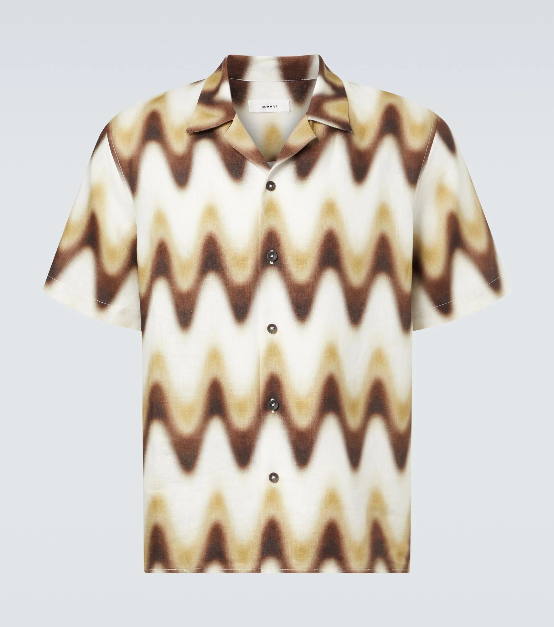 Printed linen bowling shirt - 1