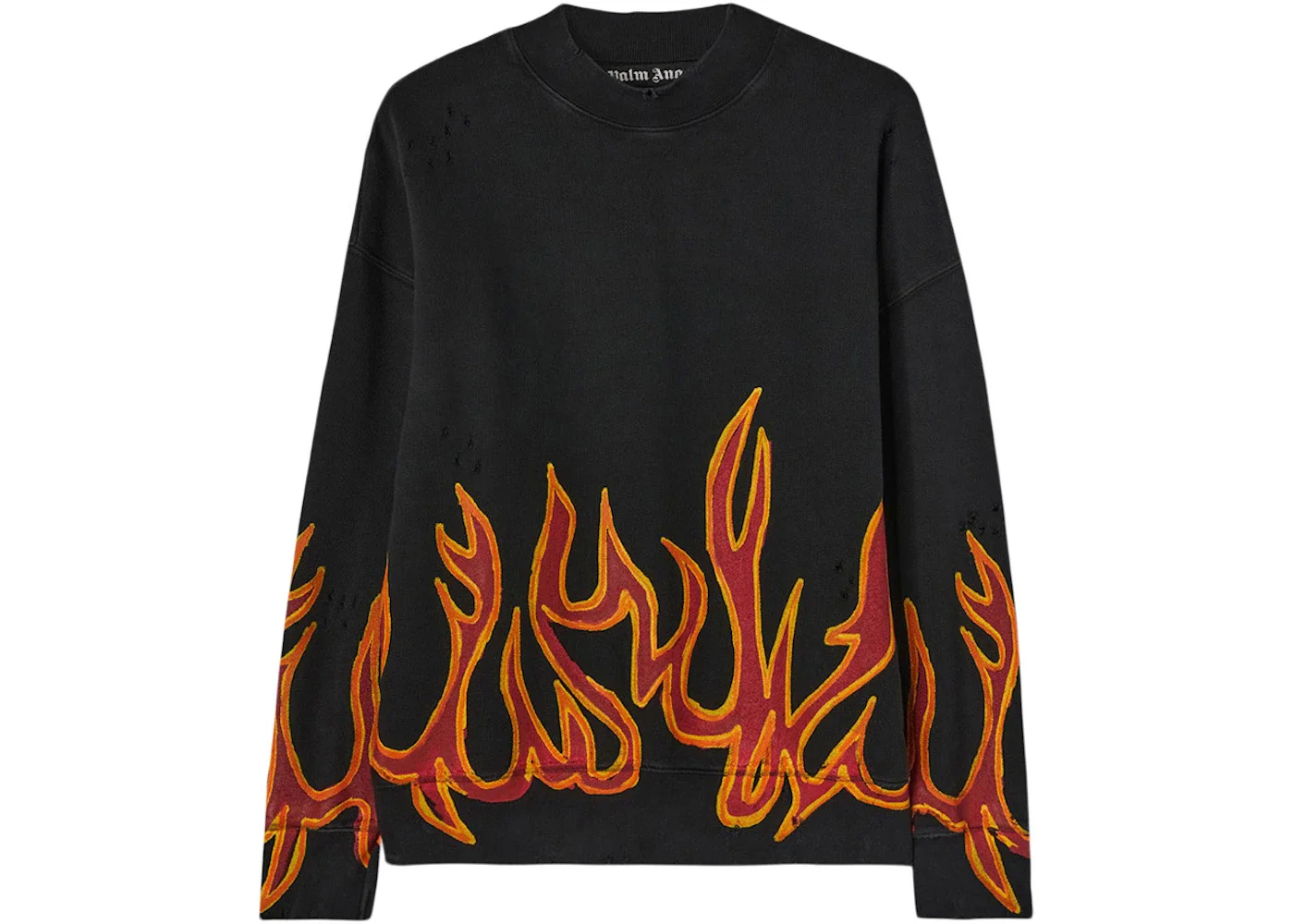 Palm Angels Garment Dye Graffiti Flames Sweatshirt Black/Red - 1