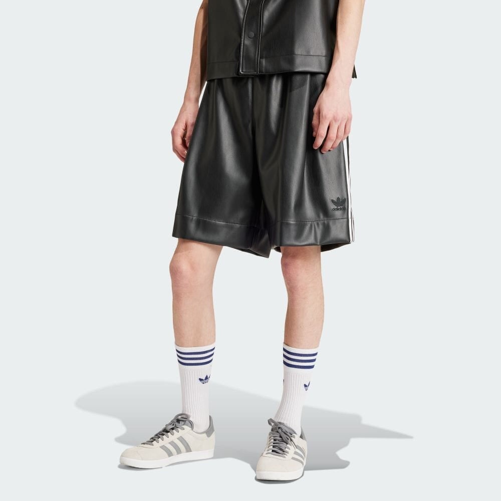 adidas Faux Leather Adicolor 3-Stripes Shorts Asia Sizing 'Black' IZ4043 - 3