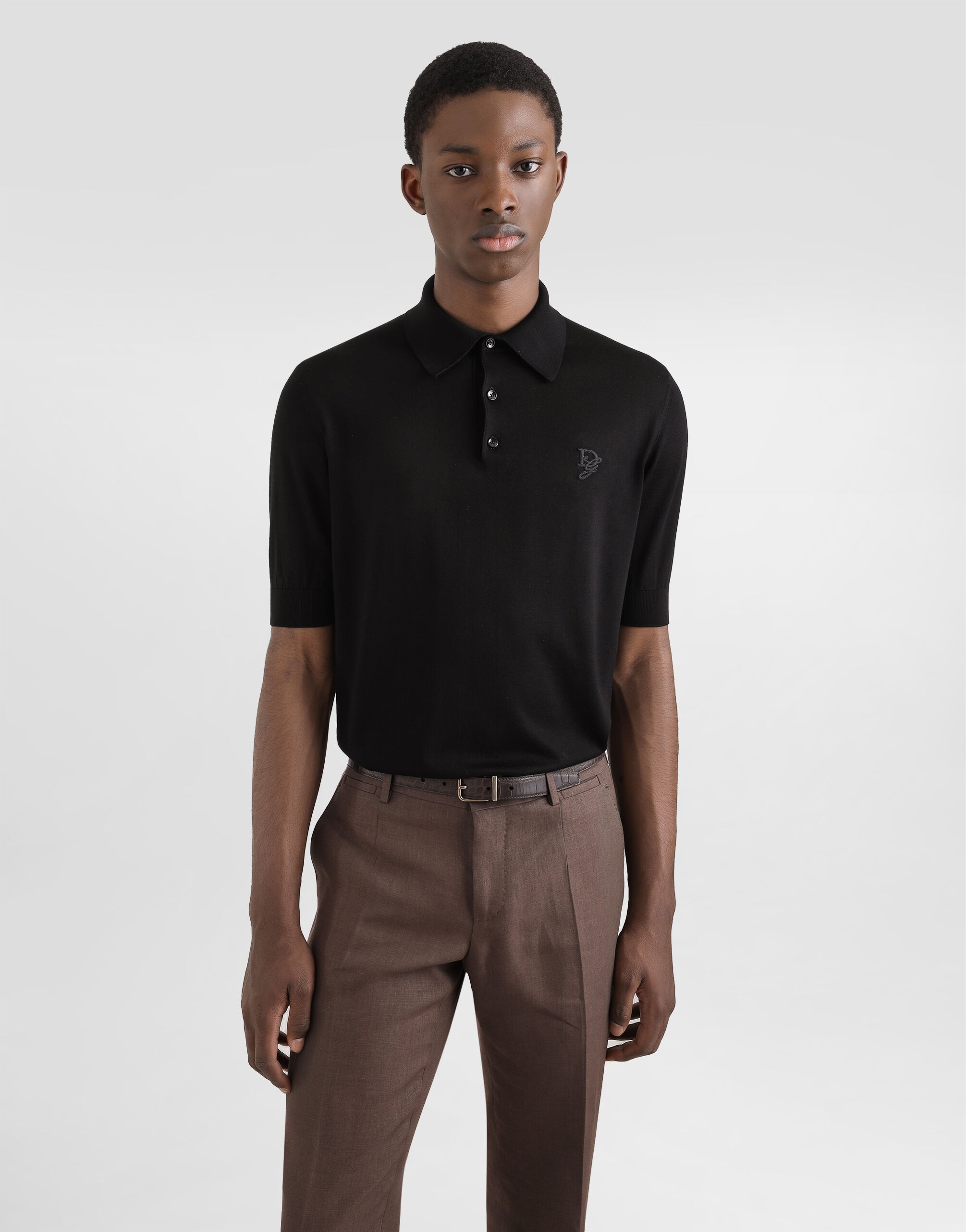 Silk polo-shirt with logo embroidery - 4