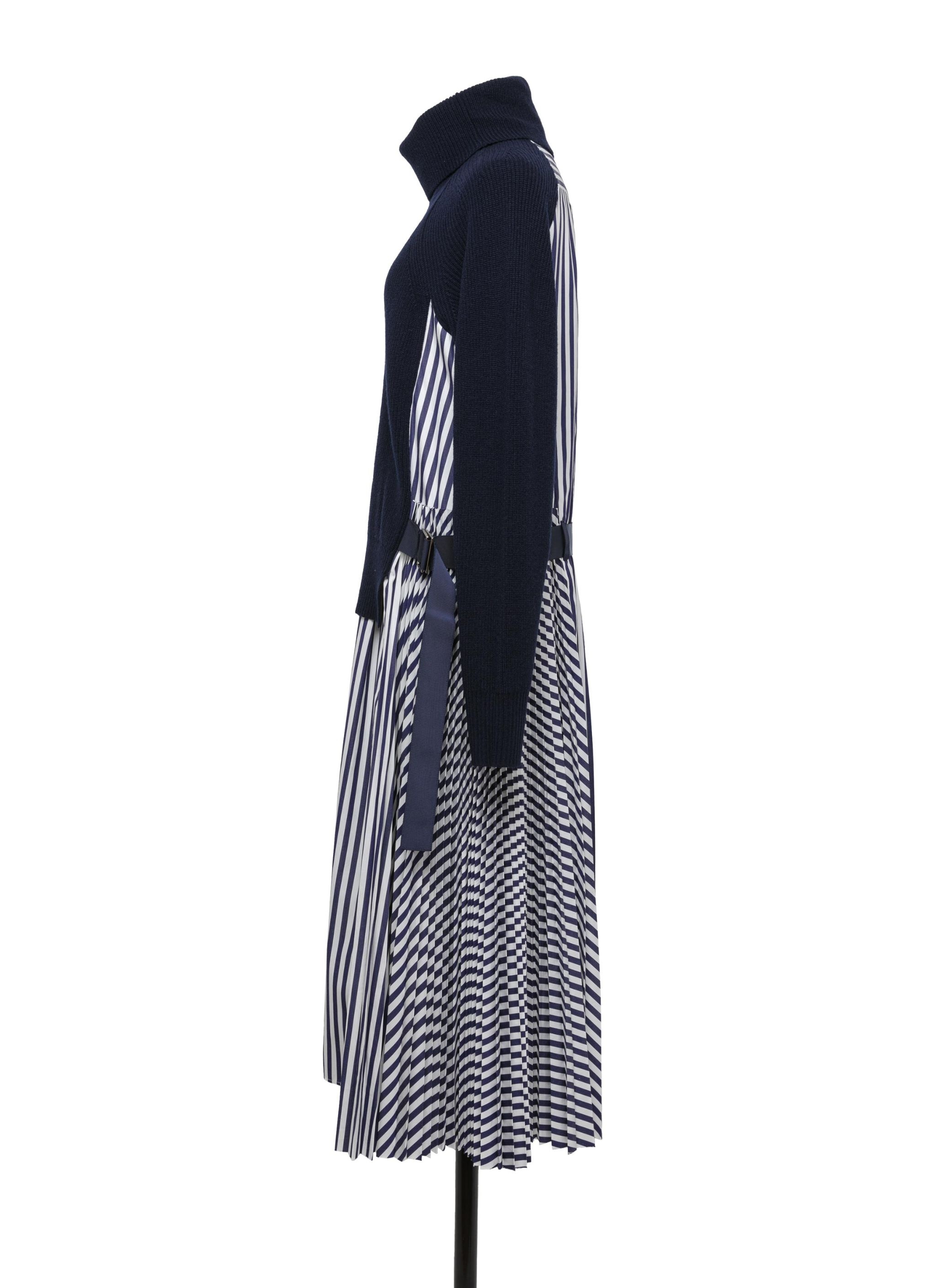 国内より1WEEK【sacai】Wool Knit x Cotton Poplin Dress sacai Wool Knit x Cotton Poplin Dress | REVERSIBLE