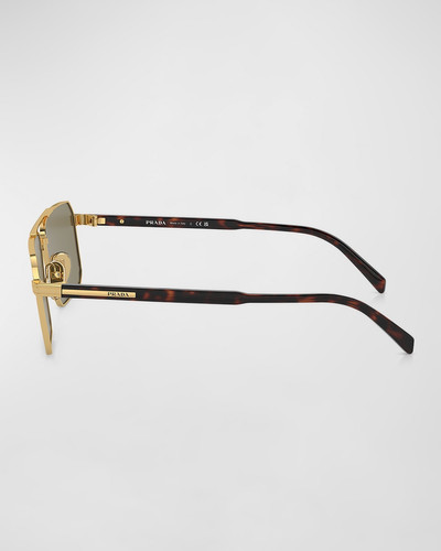 Prada Men's Double-Bridge Metal Square Sunglasses outlook