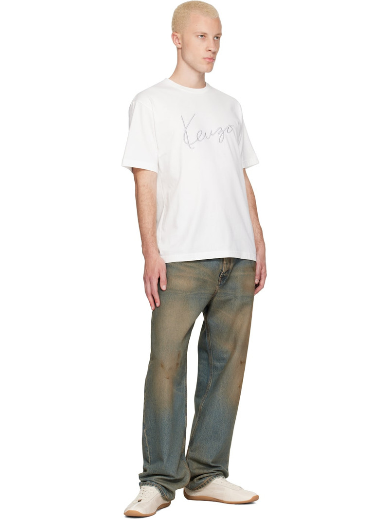 KENZO White Kenzo Paris 'KENZO Signature' Embroidered T-shirt outlook