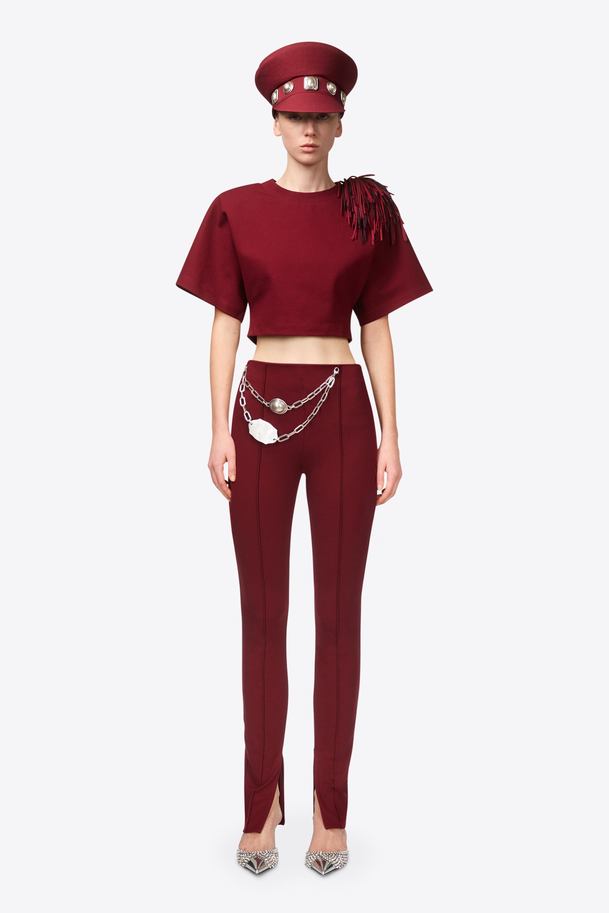 FRINGE BROOCH CROPPED T-SHIRT - 3