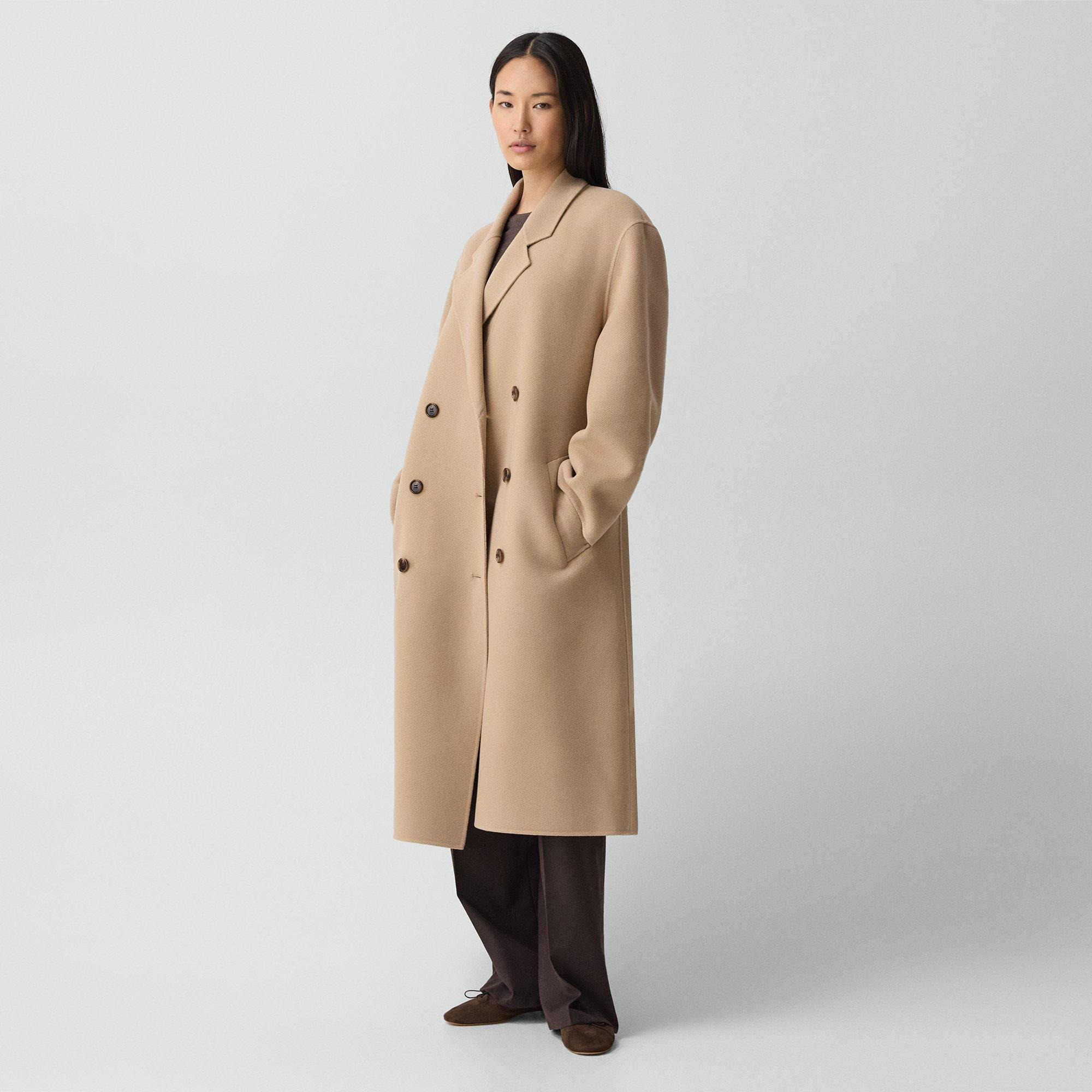 Long Trench Coat in Textured Wool-Cashmere - 3