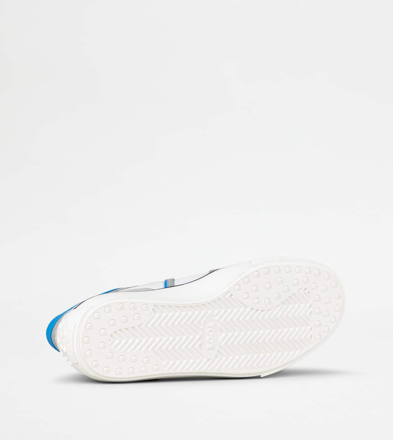 SNEAKERS IN LEATHER - GREY, 화이트, 라이트 블루 4