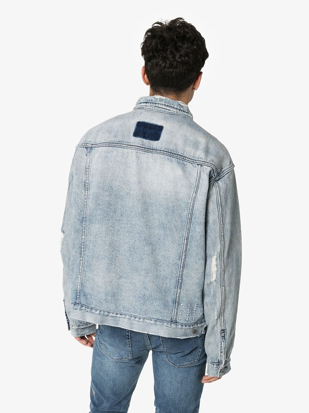 acid-wash distressed denim jacket - 4