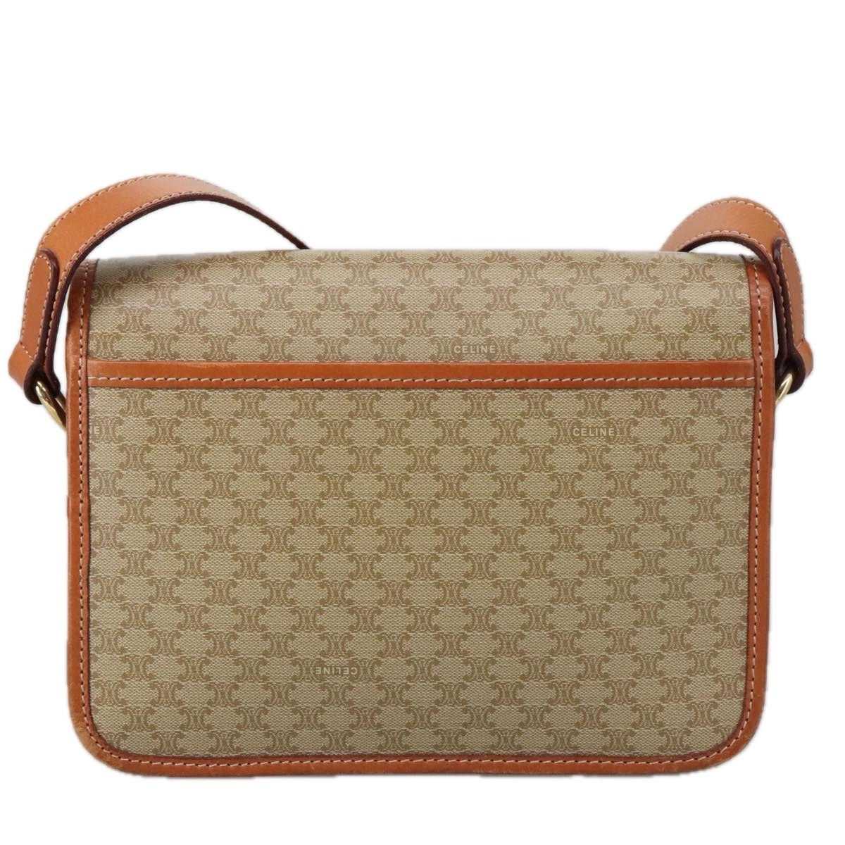 CELINE Macadam Canvas Shoulder Bag Beige Gold - 2