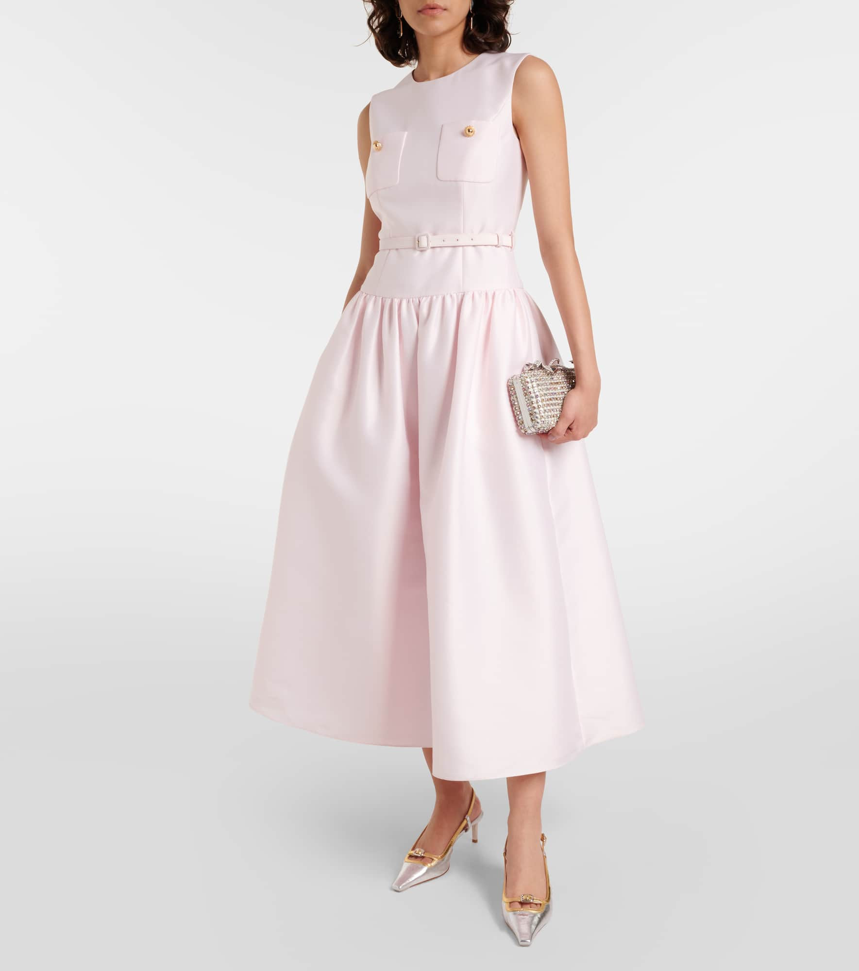 Belted taffeta midi dress - 2