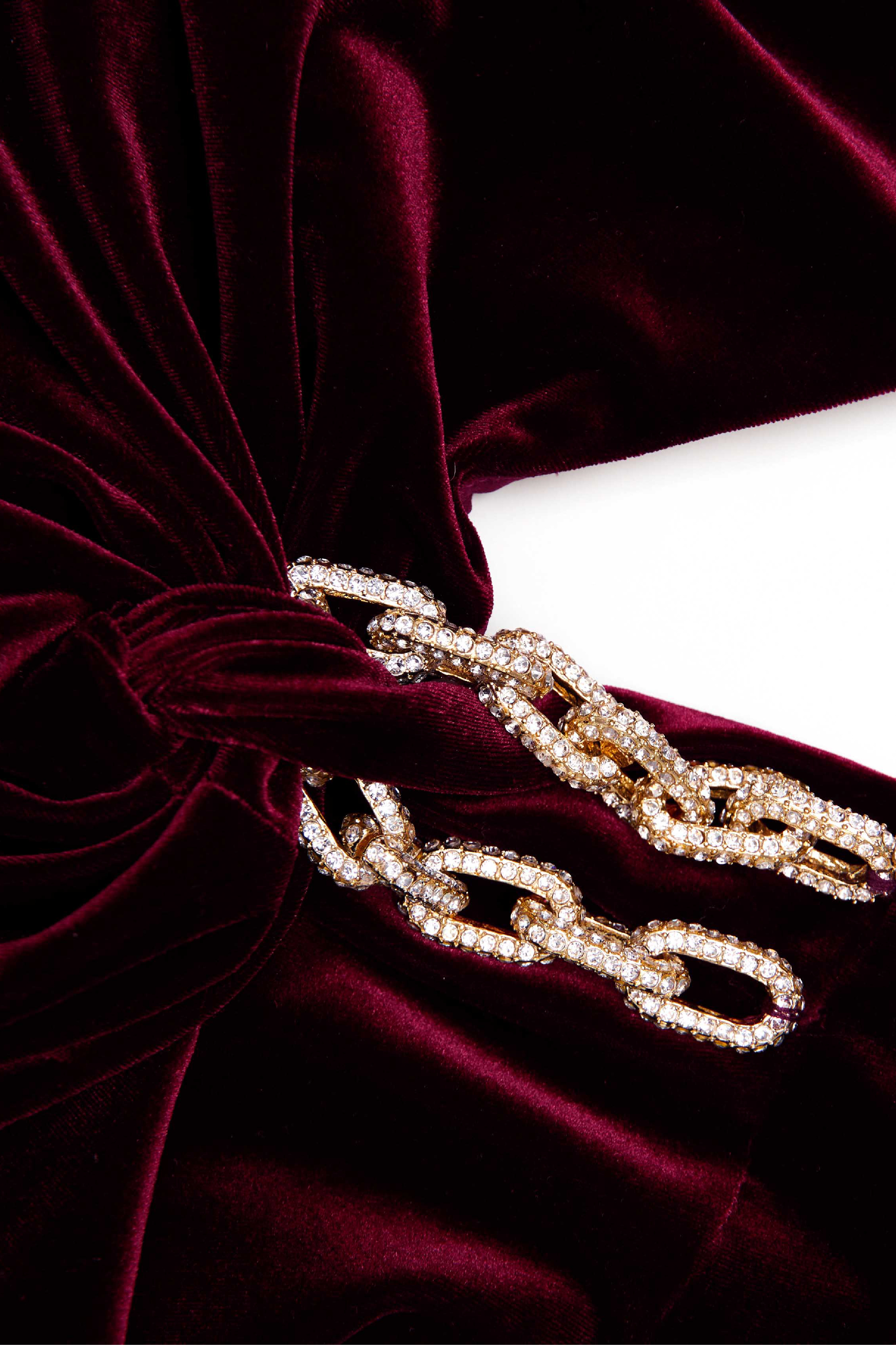 BURGUNDY VELVET BANDEAU MAXI DRESS - 5