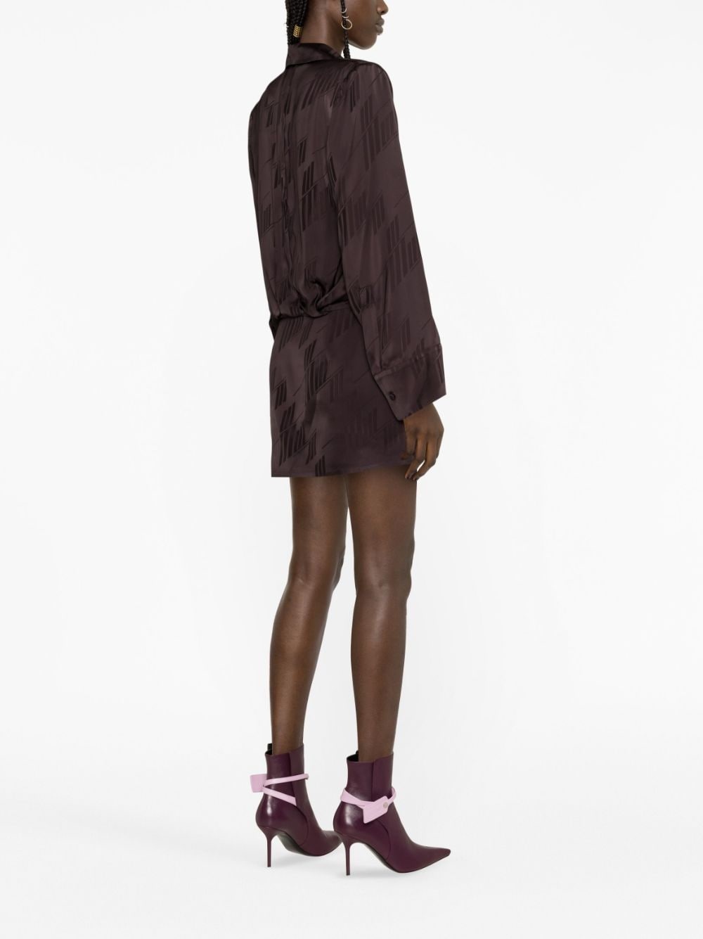 logo-print satin shirtdress - 4