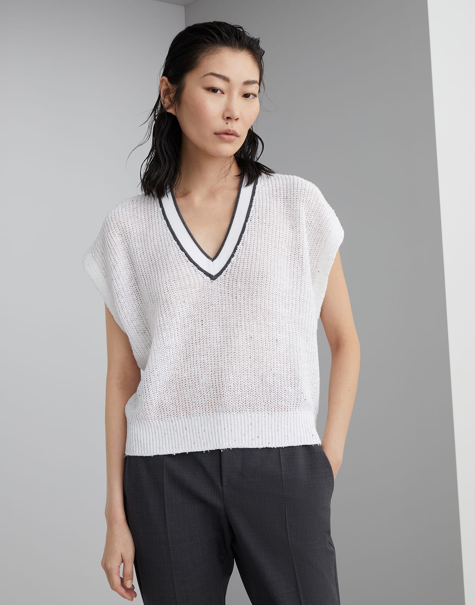 Linen English rib dazzling active sweater - 1