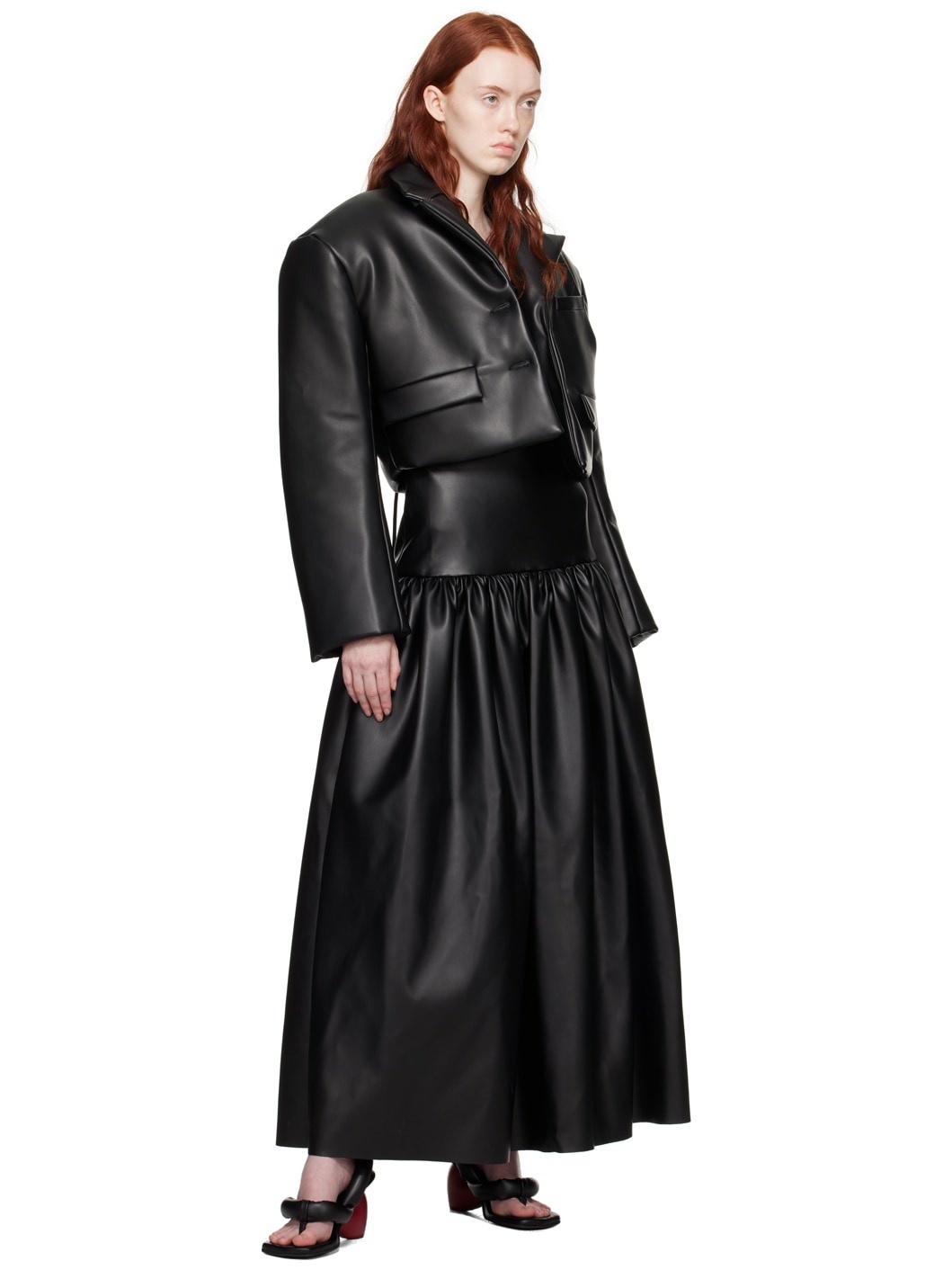 Black Cropped Arthur Faux-Leather Jacket - 4