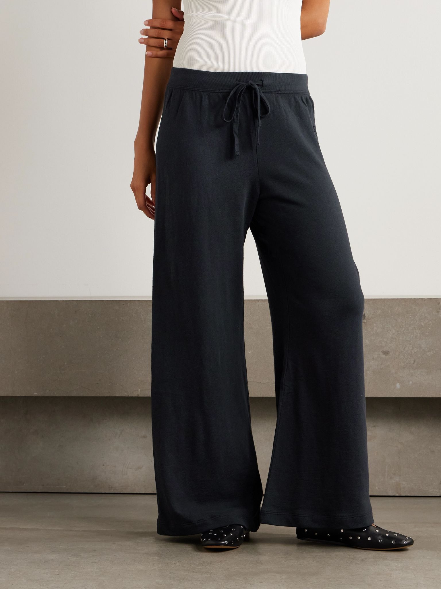 Wide-leg cotton-jersey sweatpants Black - 3