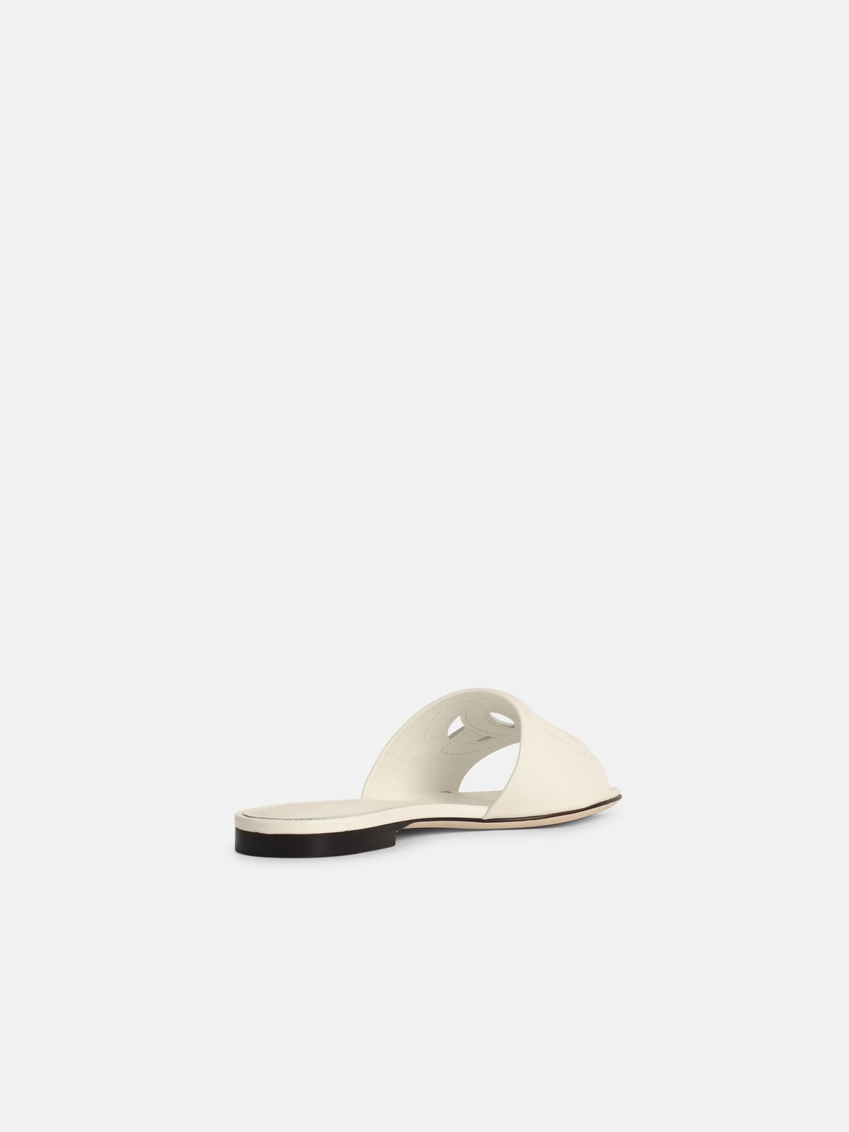 WHITE LEATHER SLIPPERS - 3