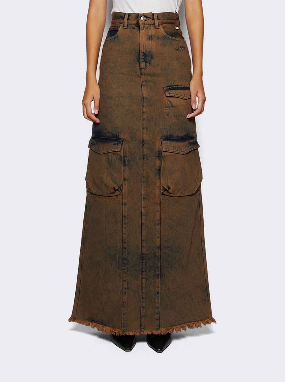 Denim Cargo Skirt Brown - 3