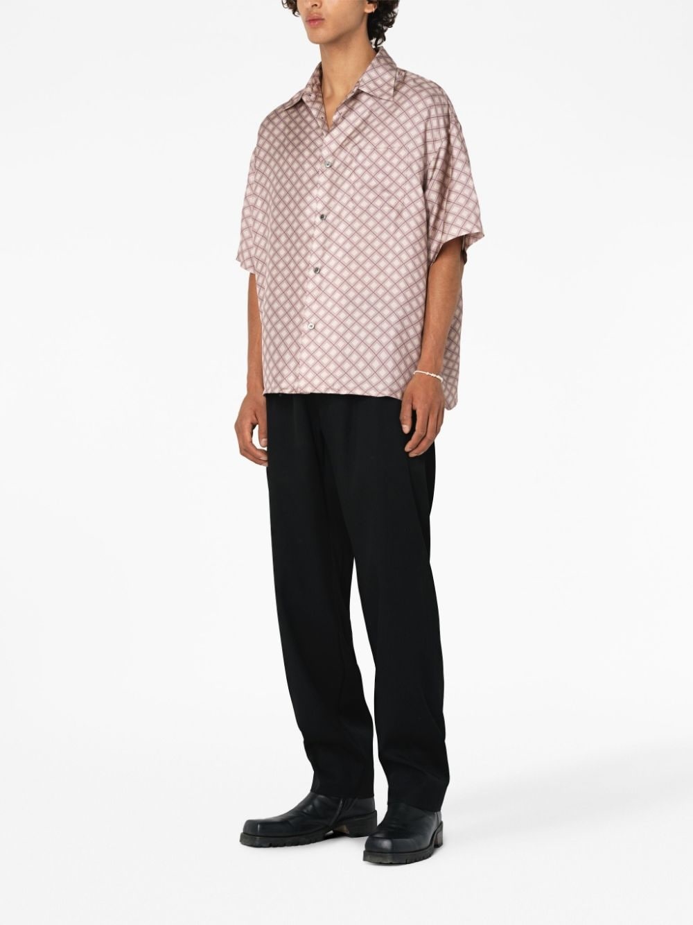 lozenge-print silk shirt - 3