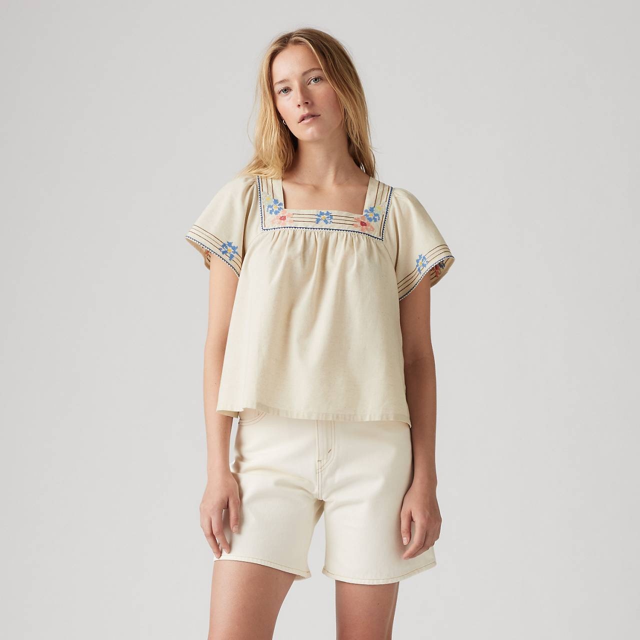 AMBRE COTTON LINEN BABYDOLL TANK TOP - 2