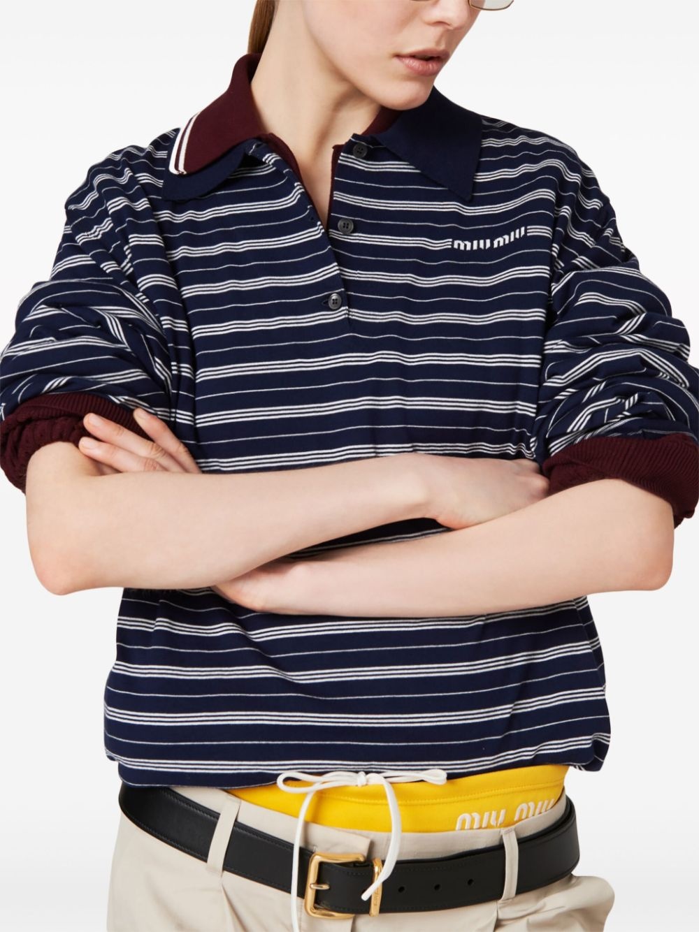 logo-print striped polo shirt - 4