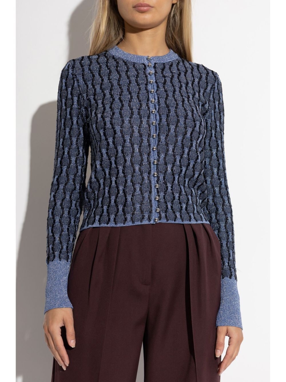 metallic knitted cardigan - 3