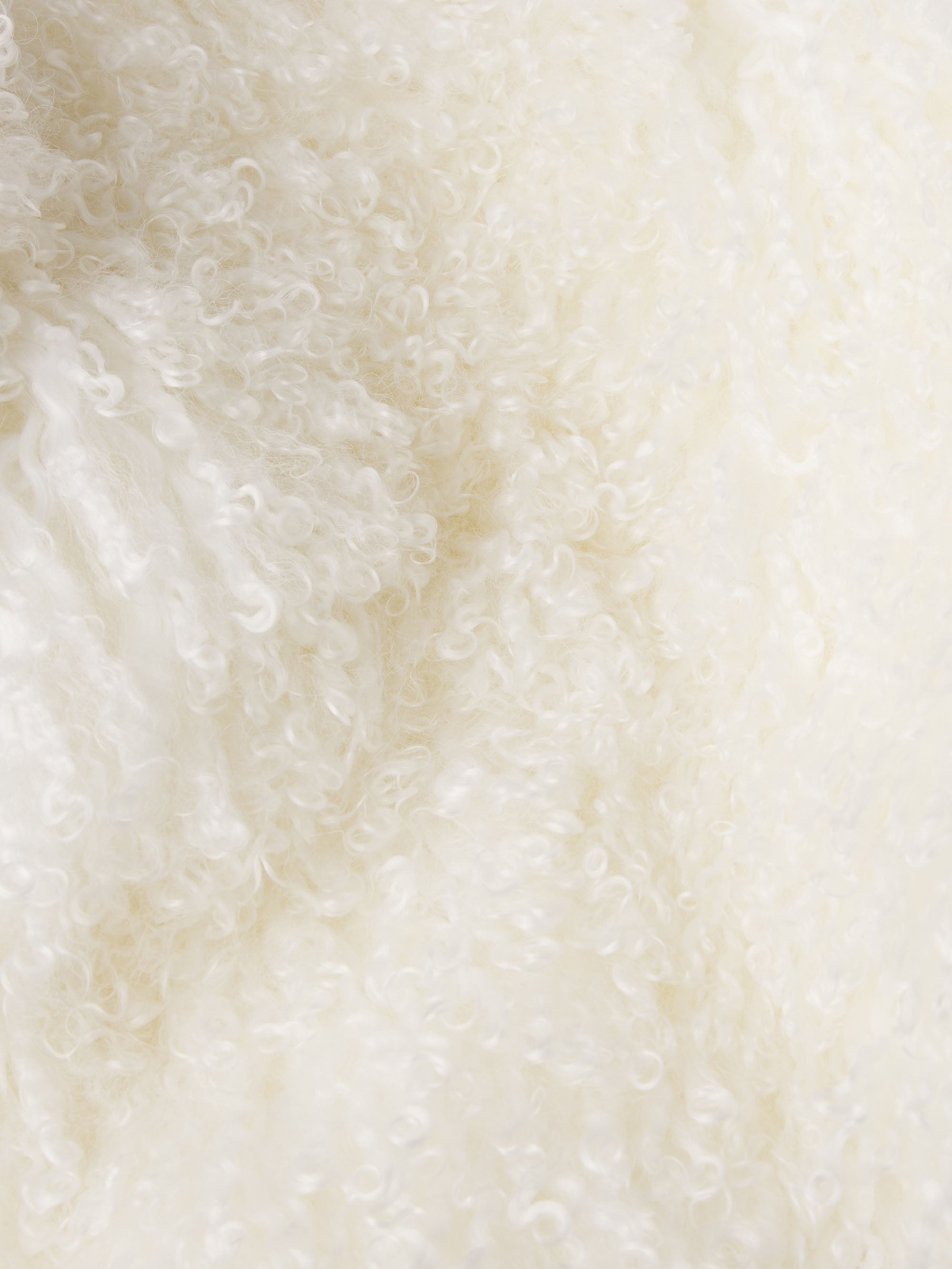 Shaggy Shearling Coat in Cream - 3
