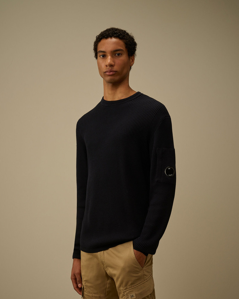 Cotton Sea Island Ribs Crewneck Lens Sweater 3
