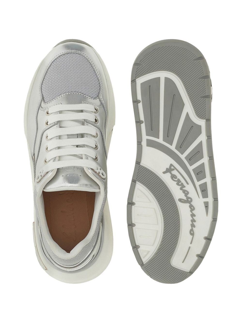 metallic leather sneakers - 5