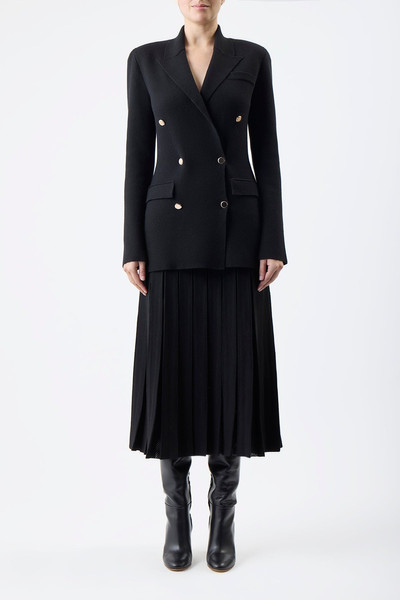 GABRIELA HEARST Del Pleated Skirt in Black Wool outlook