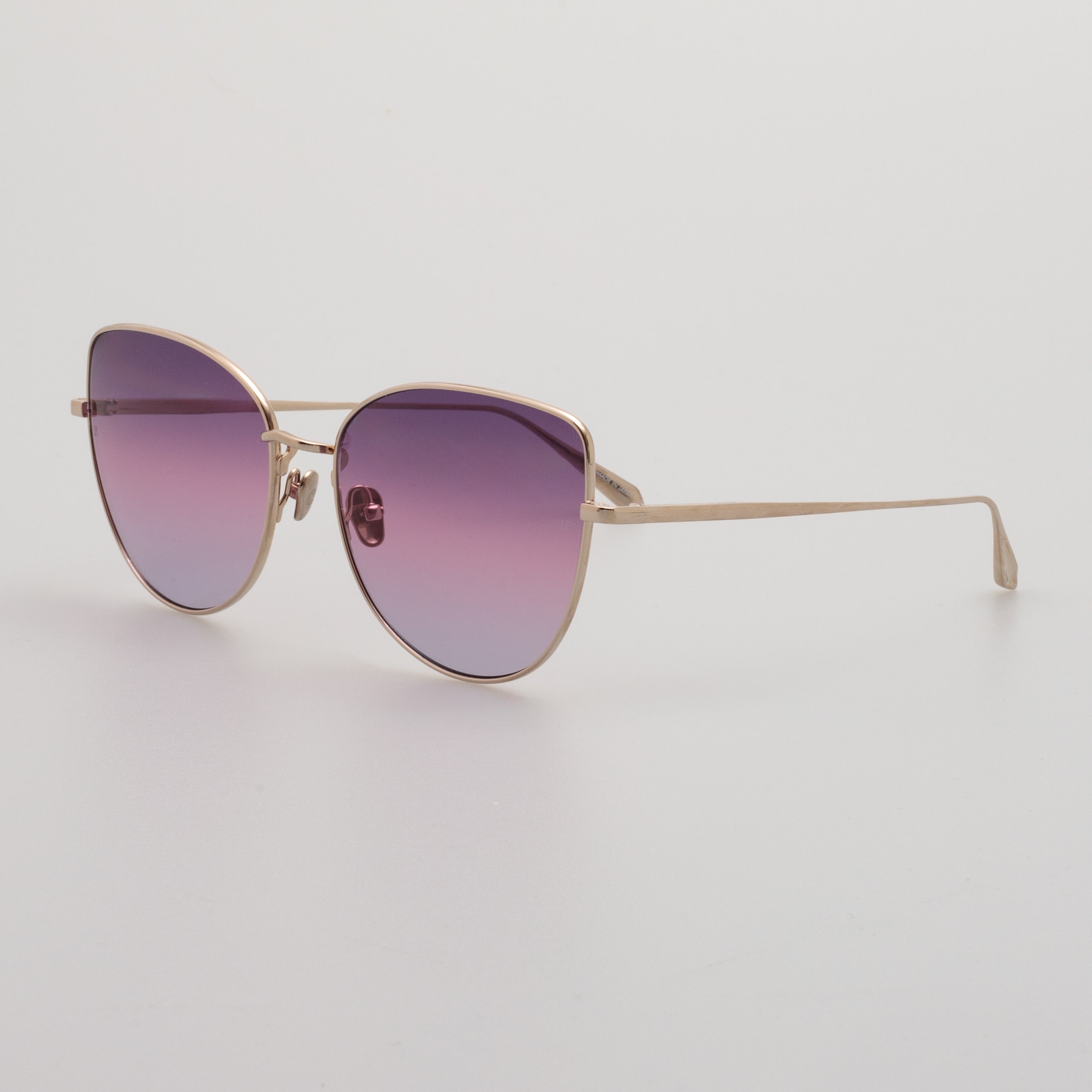 Eloise Cat Eye Sunglasses in Light Gold and Purple - 3