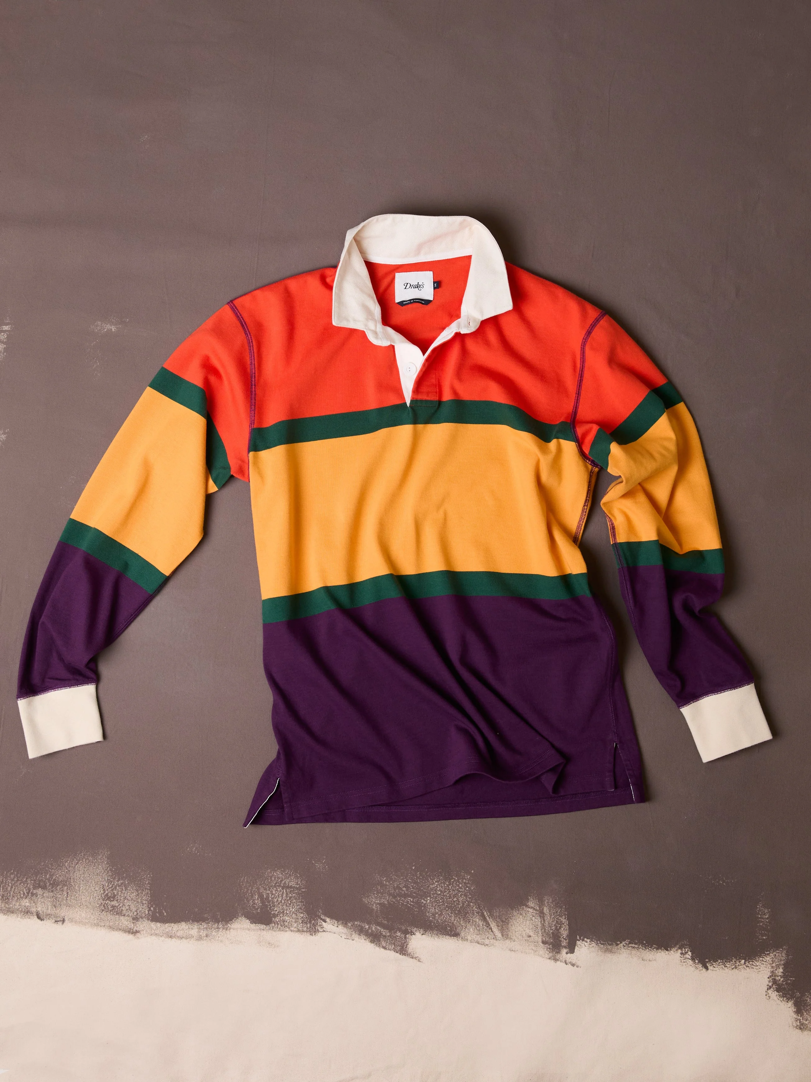 Red, Yellow and Purple Multi Stripe Cotton Rugby Shirt - 1