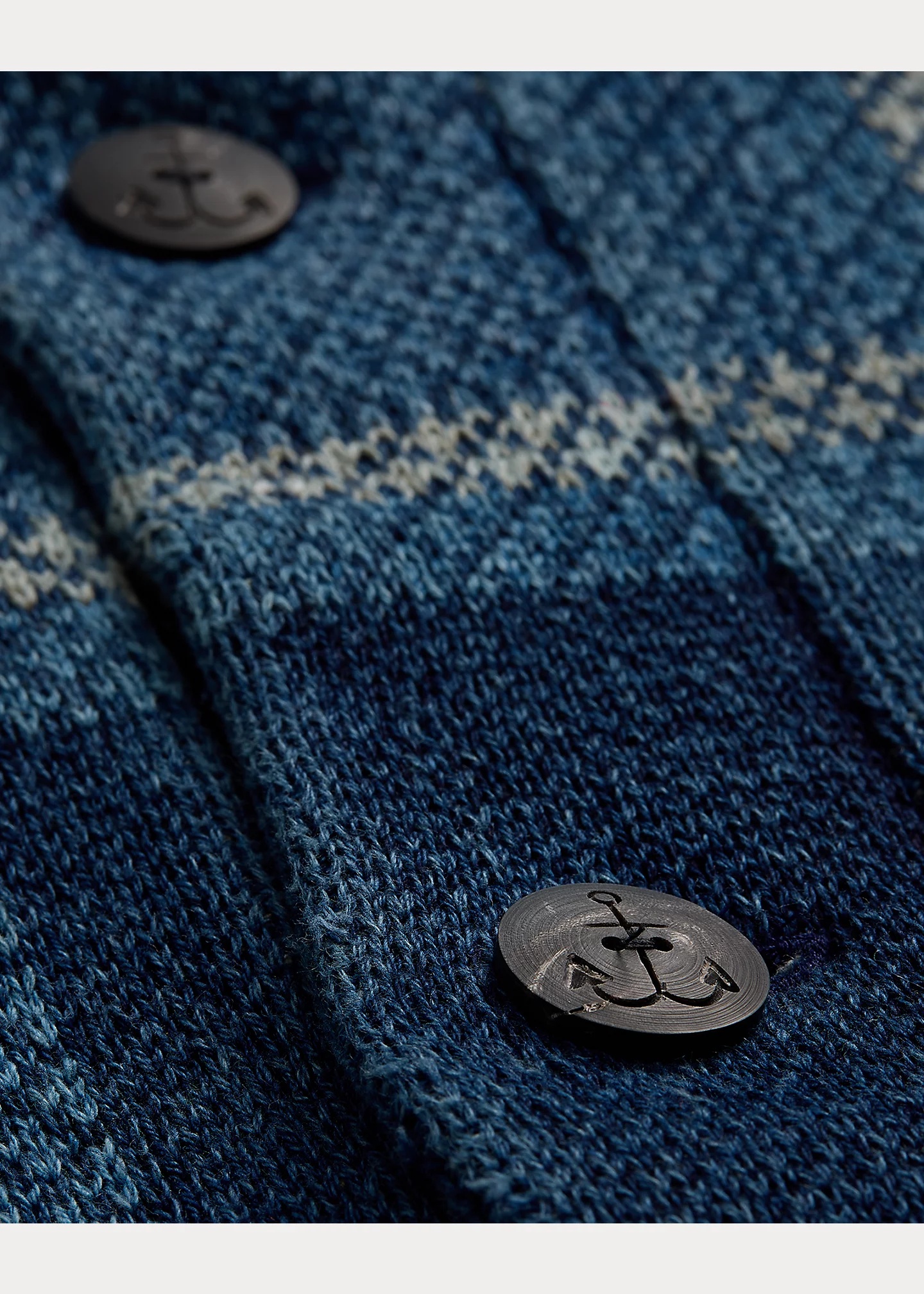 Indigo Plaid Cotton-Linen Cardigan - 4