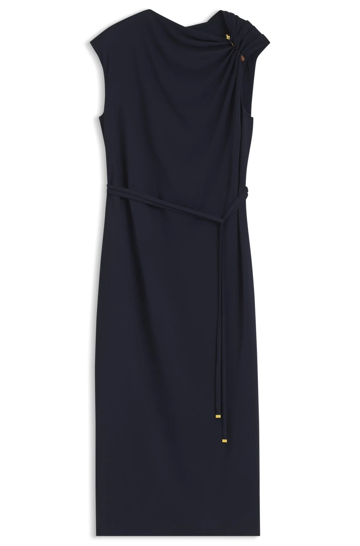 MIDI-LENGTH DRESS WITH GATHERED SHOULDER DETAIL - 1