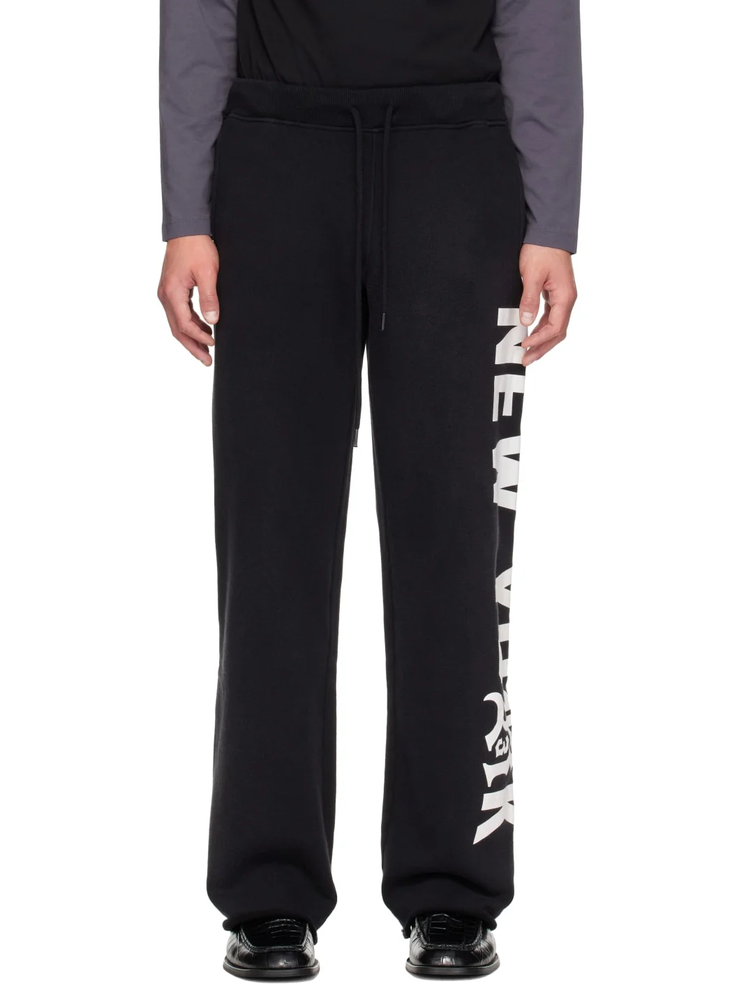Black 'New York 13' Wide Leg Sweatpants - 1