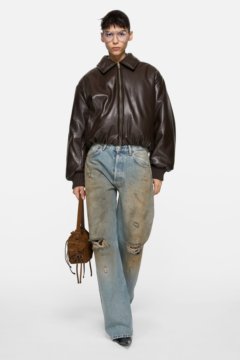 Acne Studios Faux leather bomber jacket - Chocolate brown outlook