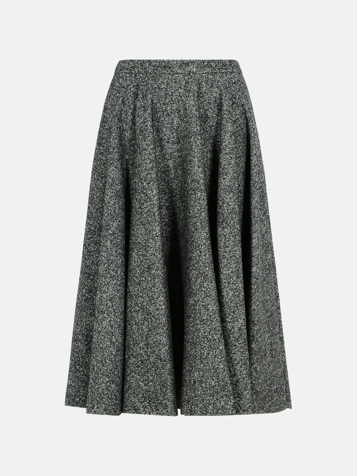 TWO-TONE VIRGIN WOOL BLEND SKIRT - 1