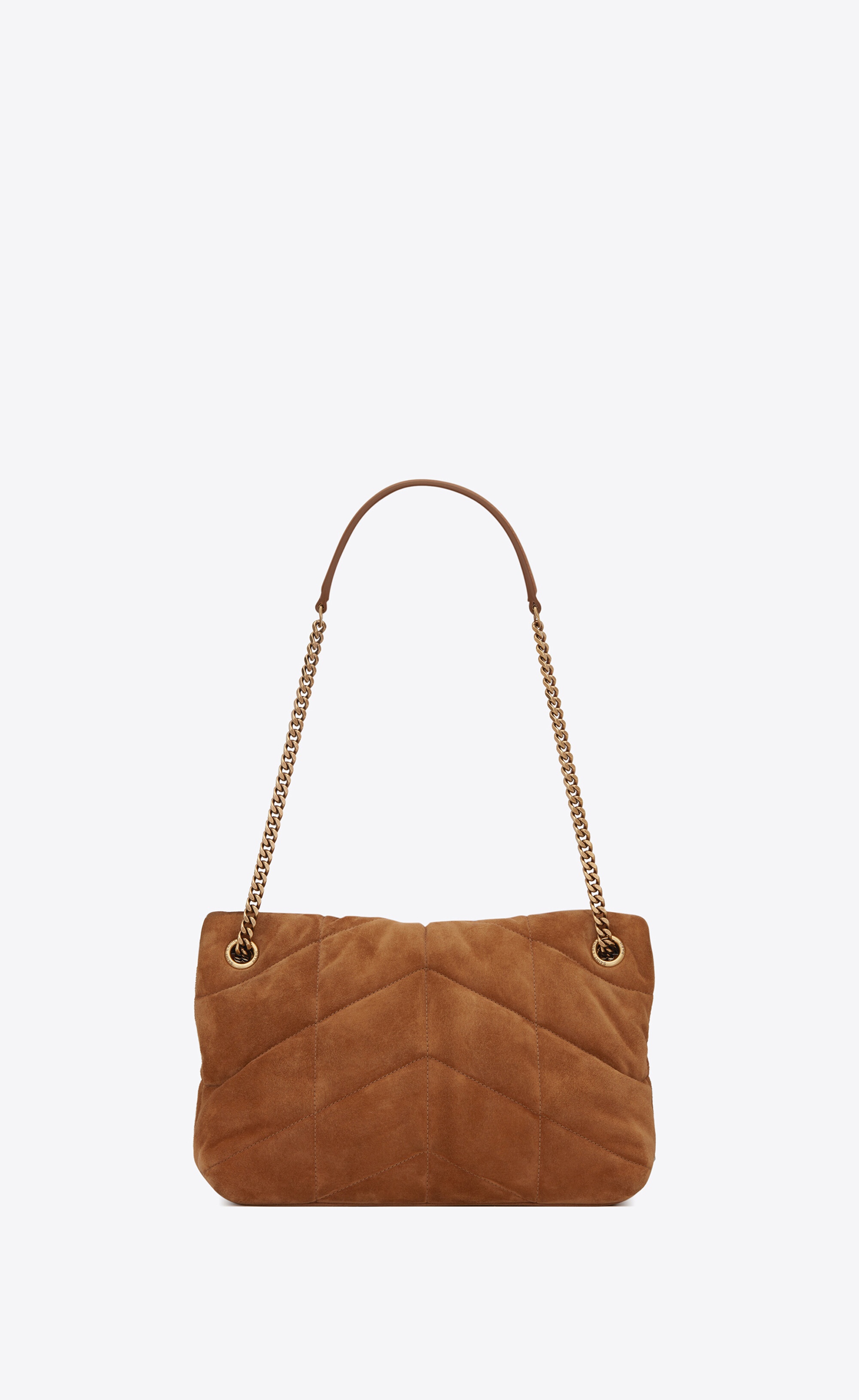 puffer small chain bag in quilted suede - 3