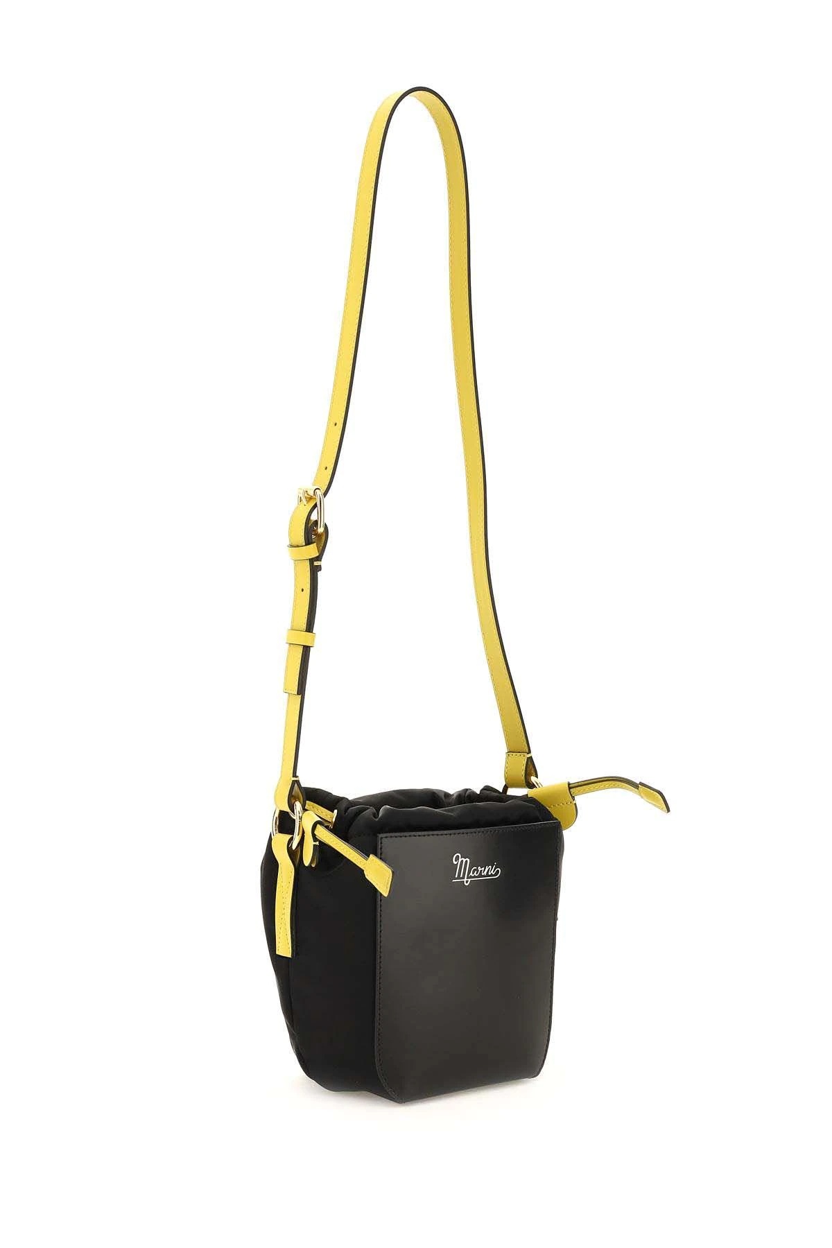 ECONYL AND LEATHER CROSSBODY BUCKET BAG - 3