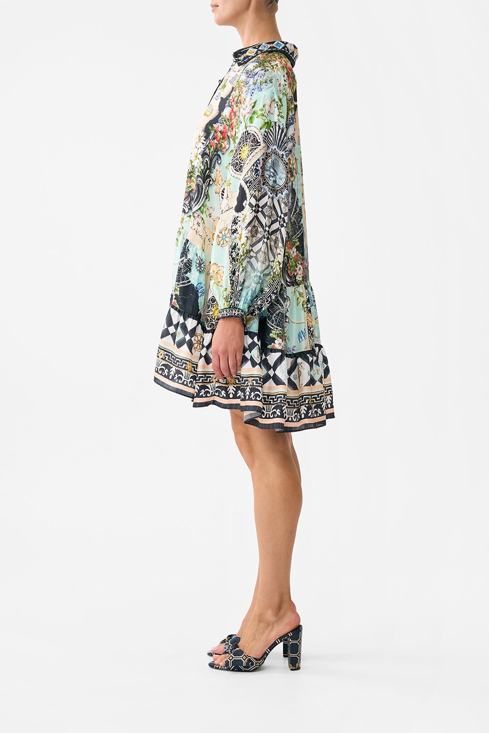 LONG SLEEVE TIERED SHORT DRESS - 4