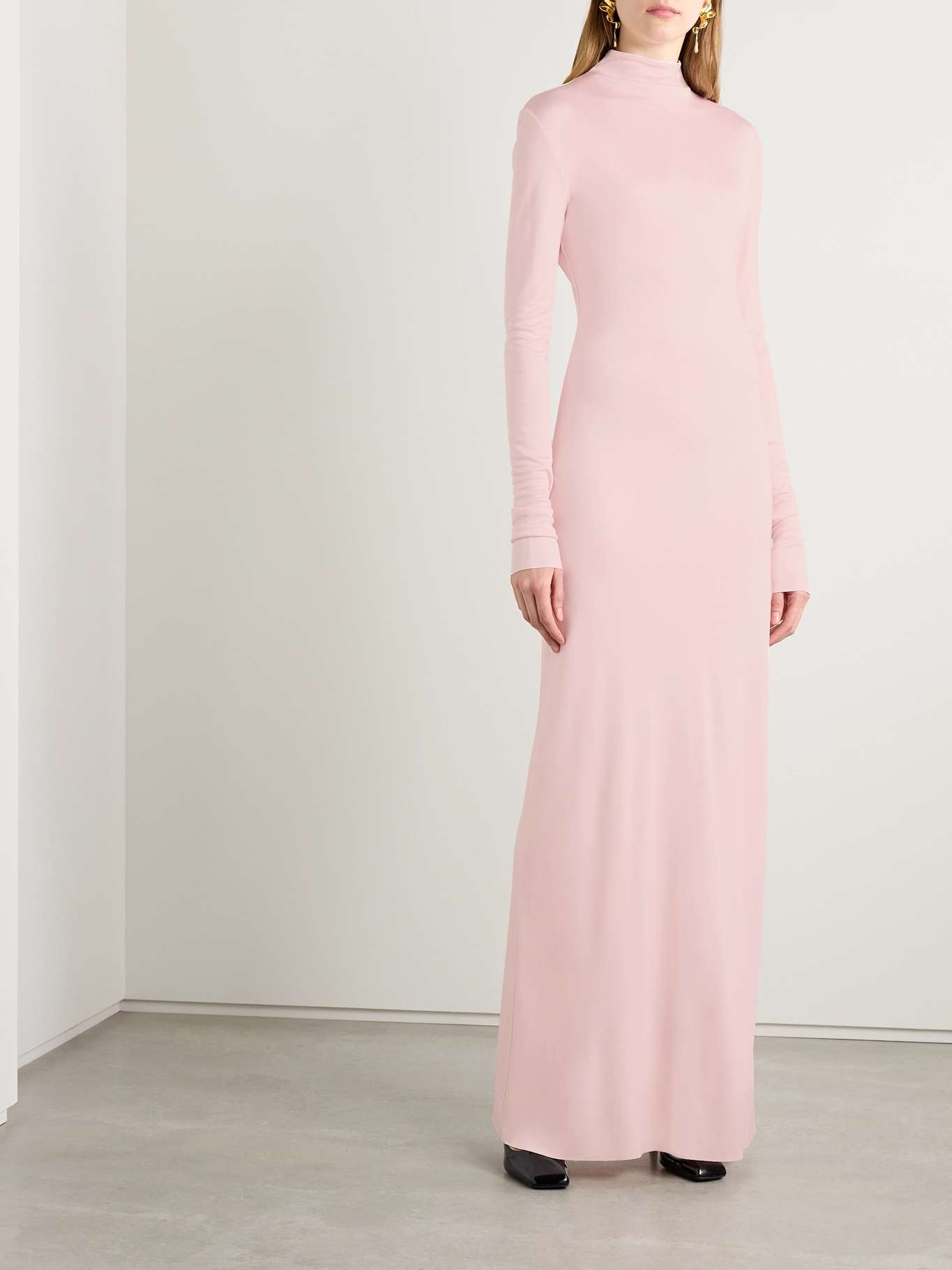 Norla jersey turtleneck gown Baby pink - 2