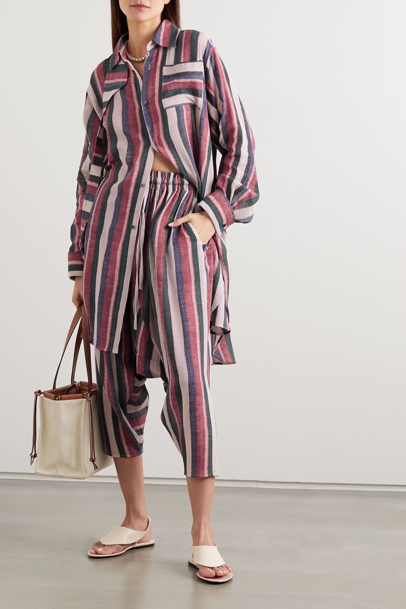 Oversized striped cotton shirt  - 2