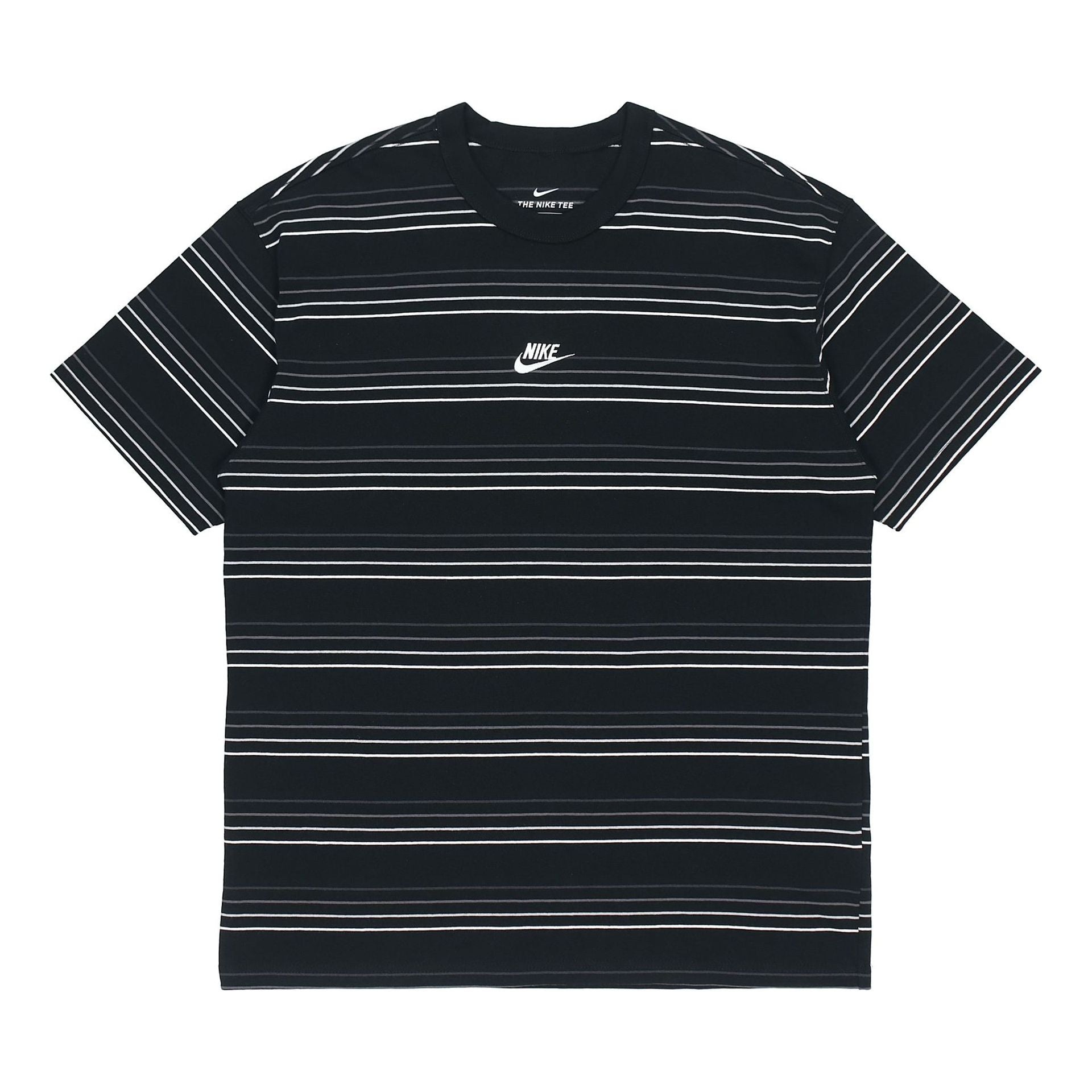 Nike Sportswear Embroidered Logo Stripe Loose Knit Sports Short Sleeve Black DB6532-010 - 1