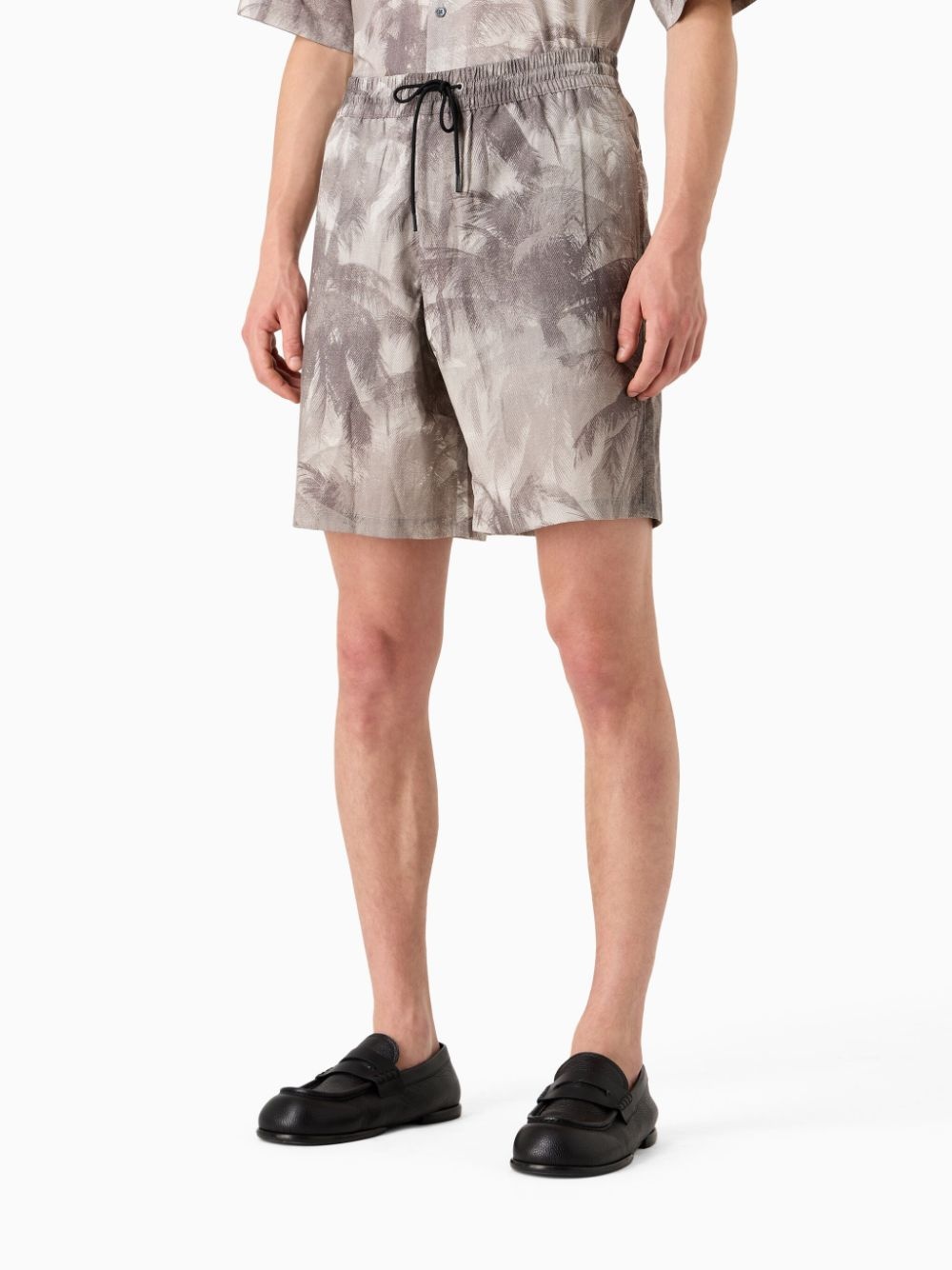 palm tree-print drawstring track shorts - 2