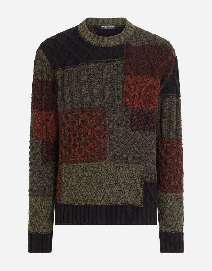 Wool and cashmere patchwork round-neck sweater - 3